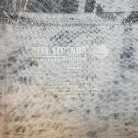 Reel Legends Womens Top Shirt Blouse Plus Size 1X Keyhole Geometric Gray - Picture 5 of 5